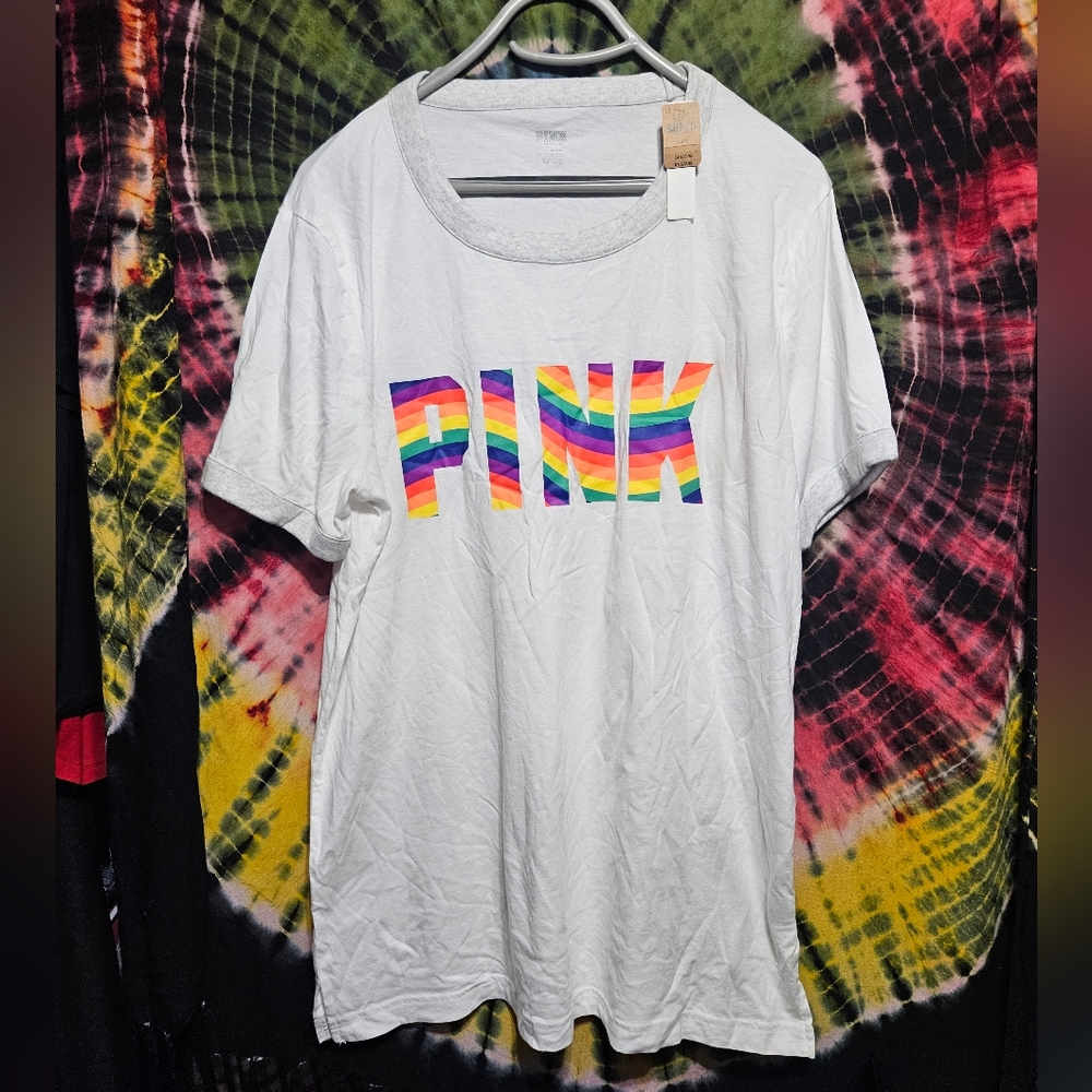 Oversized Large Rainbow Ringer Tee